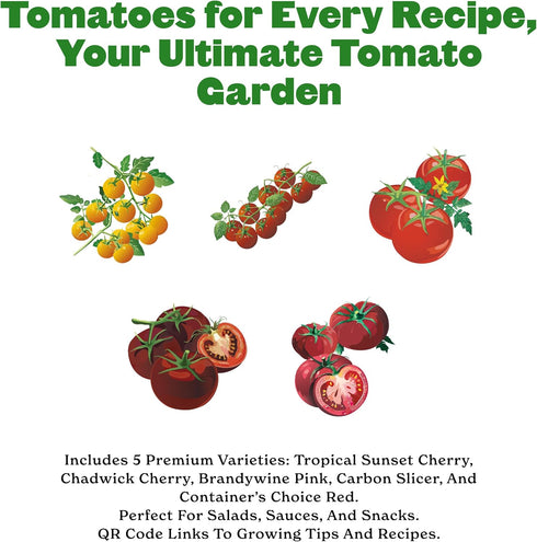 5 Sunset, Epic Gardening Tomato Lovers Seed Bundle - Juicy Varieties, Includes Brandywine, Chadwick Cherry & Tropical