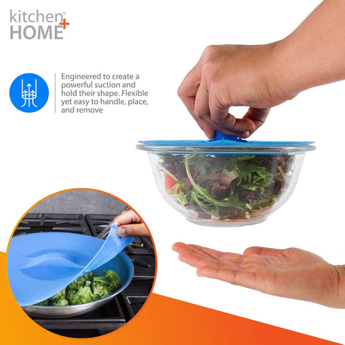 Kitchen + Home Silicone Suction Lids and Food Covers - Set of 5 for Various Sizes