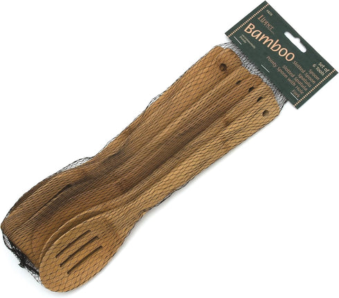 Lipper International 826 Bamboo Wood Kitchen Tools, 6-Piece Set in Mesh Bag