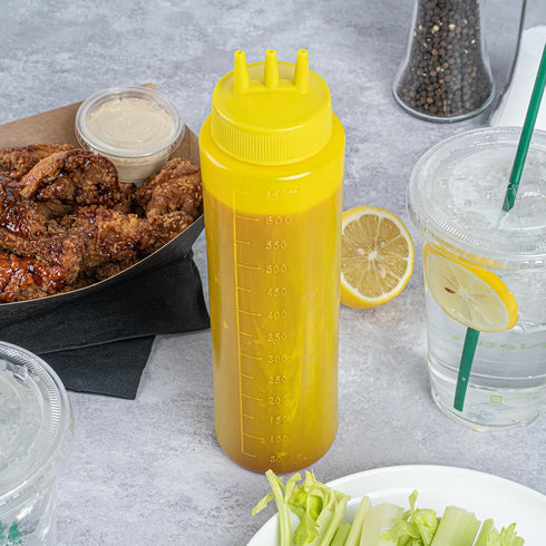 Restaurantware-24 6 Ounce Condiment Squeeze Bottles, Squeeze Bottles With Triple Dispersion Tips - Large, Flexible