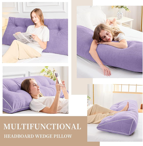 Sasttie Headboard Pillow Twin/Twin XL, Wedge Pillow Headboard for Dorm, Triangular Daybed Backrest Cushion for Sitting
