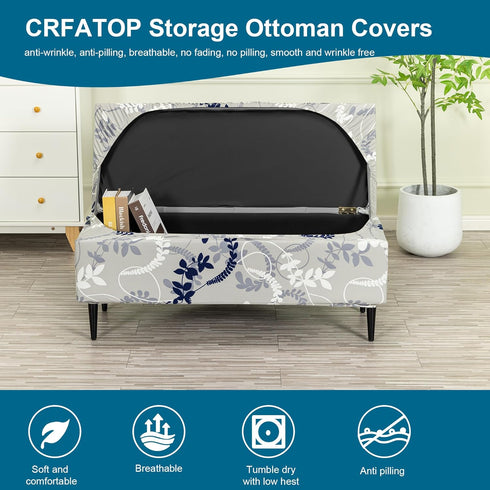Bands,M,10 CRFATOP Printed Rectangle Ottoman Stool Cover Stretch Folding Storage Footstool Bench Slipcovers Upholstered