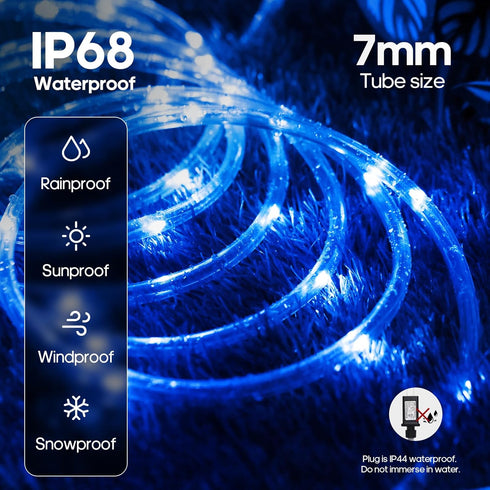 66FT 200 24 (66FT 7mm) Rope Lights for Outside, LED Color Changing Rope Lights with Plug & Remote Colors RGB Twinkle