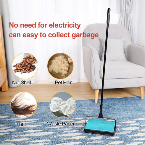 Yocada Carpet Sweeper Cleaner for Home Office, Low Carpets, Rugs, Pet Hair Dust Scraps, Small Rubbish Cleaning with