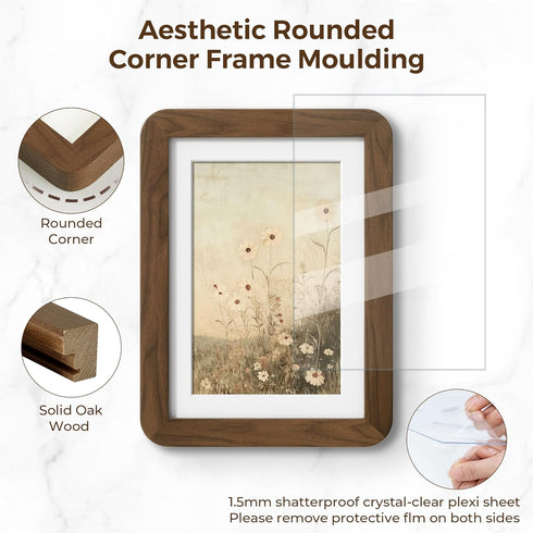 5x7 3 Pack, 5 7 4x6 5x7 Fun Memories Picture Frame USA-Sourced Walnut Wood Photo Frames with Plexiglass, Handcrafted