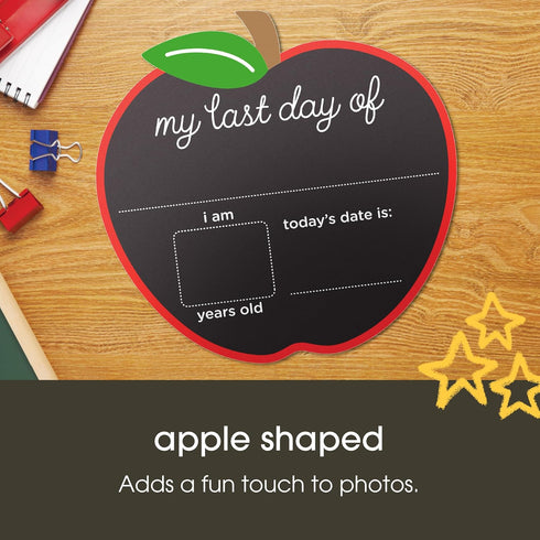 Pearhead First and Last Day of School Chalkboard, Reusable Double-Sided Fill-In Board with Yellow Chalk