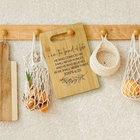 I Am the Bread of Life Cutting Boards, Christian Gifts for Women, Bible Verse Bamboo Cutting Board