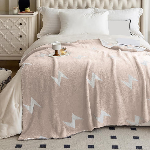 NIDITW Beige Lightning Bolt Blanket 30x40 Ultra Soft Microfiber Fleece Lightweight Knit