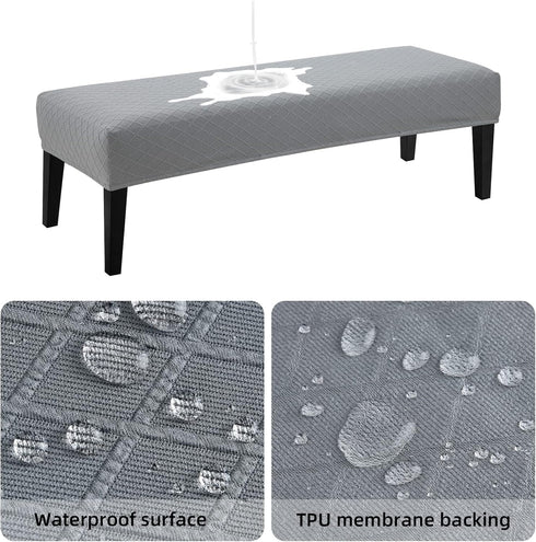 YISUN Waterproof Bench Covers for Dining Room, Stretch Jacquard Bench Slipcover Anti-Dust Removable Washable Chair Seat