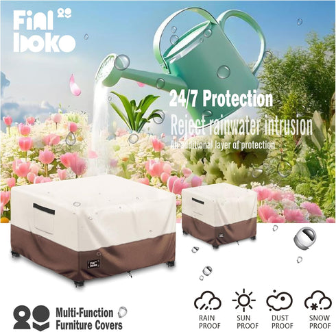 Finiboko Cover,32"L 32"W 16"H Furniture,100% 600D Patio Ottoman x x Square Patio Dining Table Cover for Outdoor