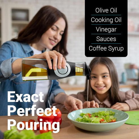 Set 2 Set, Belwares Oil and Vinegar Dispenser with Measuring Cup - Glass Olive Oil Dispenser Bottles for Kitchen