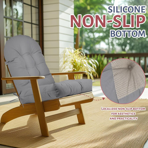 44x19x4in Adirondack Chair Cushion,Outdoor Waterproof Rocking Chair Cushion Gray Non-Slip High Back Patio Chair