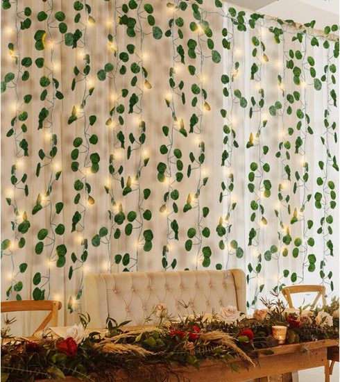 12 Pack 240 8 Fake Vines Curtain String Light LED Mode & Timer Hanging Ivy Lights Vines for Bedroom Wall Hanging Garden