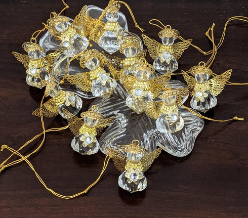Angel Ornaments for Christmas Tree, Hanging Ornaments, Clear - Pack of 12