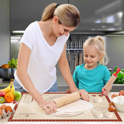 Extra Thick Silicone Baking Mat with Measurements, 26x16 Inch Non-slip and Reusable for Cookies, Bread, Pastry
