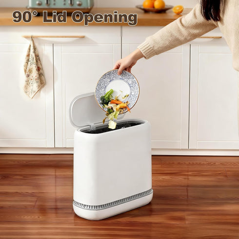 Spreezy 2.3 Gallon/8.6 5 Bathroom Trash Can with Lid, L Small Trash Can, Pneumatic Adhesion Style Garbage Can
