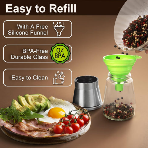 6OZ Manual Salt or Pepper Grinder for Professional Chef, Best Spice Mill with Stainless Steel Cap, Ceramic Blades