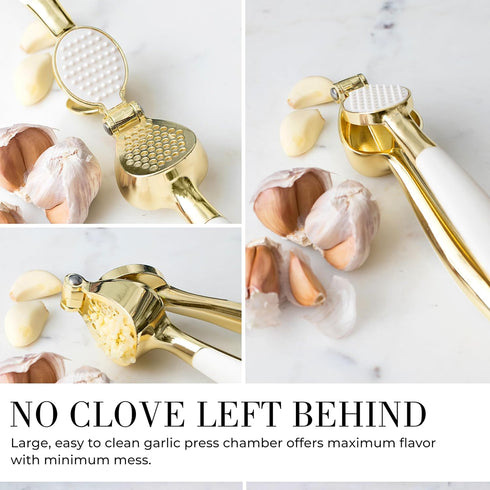 White & Gold Kitchen Tools and Gadgets - Luxe 8PC Cooking Utensils Set with Anti-Slip Handles, Gold Kitchen Accessories
