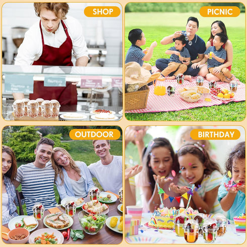 60 Pack (12 oz) Clear Plastic Parfait Cups with Dome Lids No Hole Disposable Party Dessert Cups with Lids Insert Spork