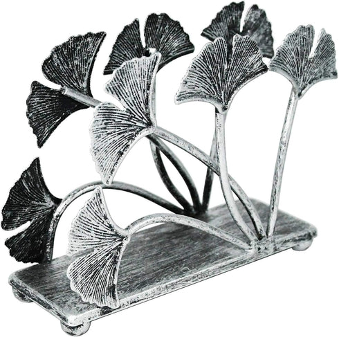 OwlGift Modern Ginkgo Leaves Design Napkin Holder - Metal Paper Napkin Storage for Kitchen, Stylish Paper Towel