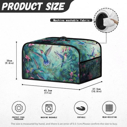 Hummingbird Crock Pot Cover, Floral Slow Cooker Dust Cover with Storage Pockets, Machine Washable