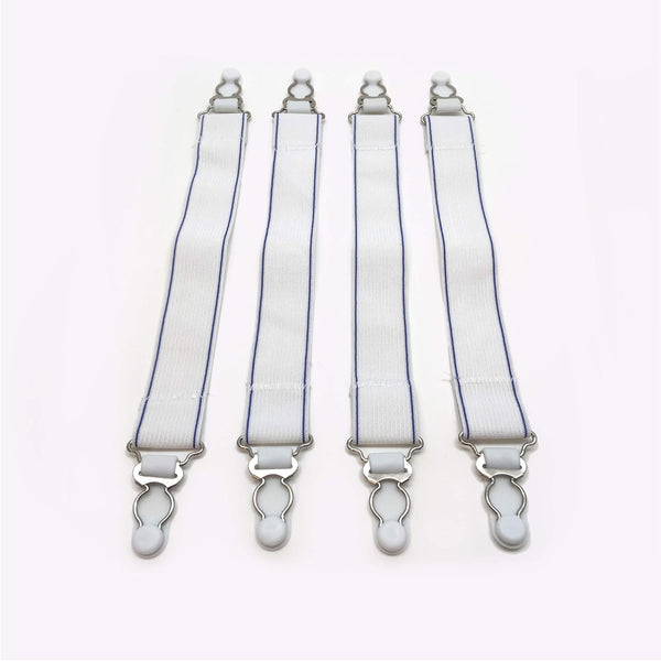 Levinsohn Fresh Ideas Bed Sheet Straps - For All Fitted Sheet Sizes, 4-Pack, White