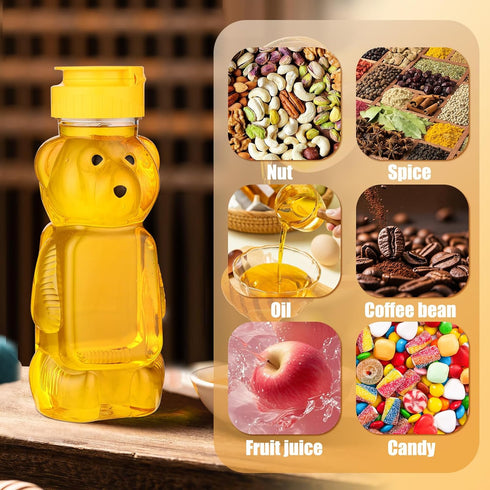 8oz 50 2 (36-set) Plastic Honey Bear Bottle Mini Honey Jars Party Favors Small Honey Bear Bottles with Lids Bear Shape