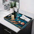 15.7 11.8 MAONAME Plastic Decorative Tray, Marbling Tray with Handles, Rectangular Coffee Table Trays, Blue Serving