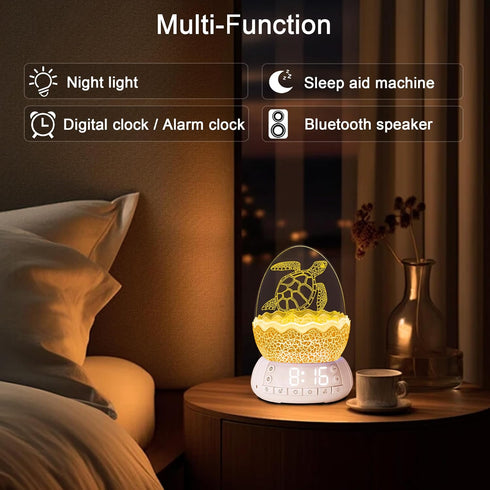 MTDYHY 2 Settings 20 11 Dimmable Turtle Smart Clock with Bluetooth Speaker & Mood Light Alarm + White Noise Songs +