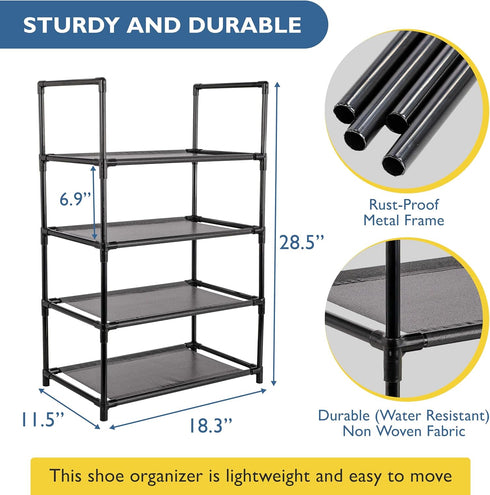 4 Closet, Closet, 8-12 Sundaze Shoe Rack - Tier Shoe Rack for Sturdy Stackable Shoe Organizer for Bedroom, Entryway
