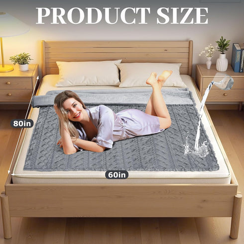 80'' 60'' 3-Layer 50oz, Tisancy King Size Waterproof Blanket for Bed Couch, x Double Side Leakproof Reversible Sherpa
