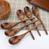 AOOSY Wooden Soup Spoons, 6 Pieces 7.84 Inches Japanese Ramen Spoons, Round Nanmu Wood Long Handle for Kitchen
