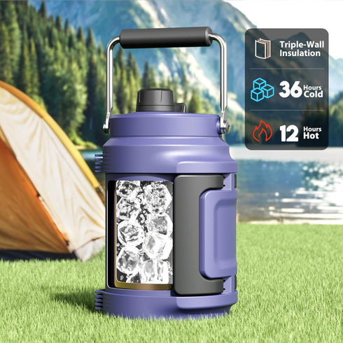 64 oz 2-in-1 36 Insulated Water Bottle for Gym: Meoky Triple Wall Vacuum Stainless Steel Half Gallon Water Jug - Top