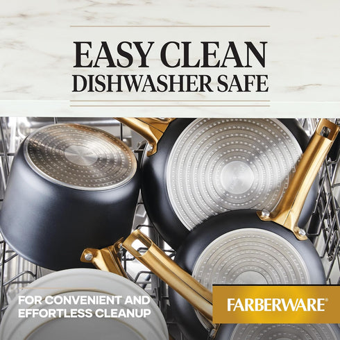 Farberware 8.25 Inch Forged Induction Ceramic Nonstick Frying Pan/Skillet, Dishwasher Safe, All Stovetops, Black and