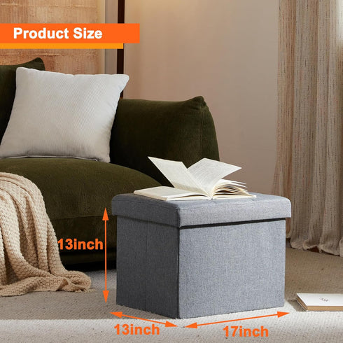 17x13x13inches ALASDO Storage Ottoman Footrest Stool Small Ottoman with Storage Foldable Ottomans Foot Rest Footstool