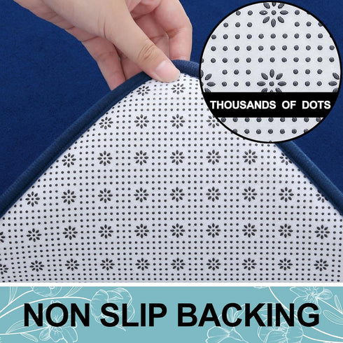 Smiry Memory Foam Bath Mat 24x16 - Extra Soft and Absorbent Non Slip Washable Carpet for Bathroom, Navy Blue