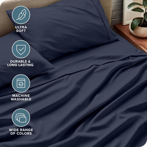 Set 1800 3 Set Bare Home Twin Sheet - Ultra-Soft Microfiber Twin Bed Sheets - Double Brushed - Deep Pockets - Easy Fit