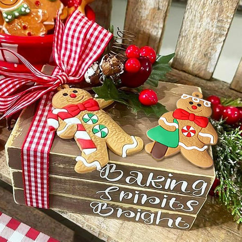 12pcs Gingerbread Man Ornaments for Christmas Tree - Assorted Hanging Decorations, 3 Inch Tall