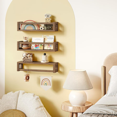 TidyCorner Upgraded Thick Floating Shelves, Solid Wood Bookshelf for Wall, Floating Book Shelves Use as Wall Shelves