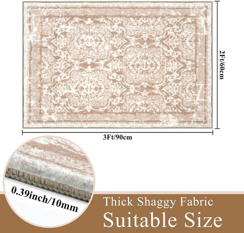 Vaukki Vintage Shaggy Hallway Runner Rug, Non Slip Washable Entryway Mat for Bathroom and Bedroom