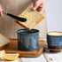 Countertop, Ceramic Butter Dish with Lid, Butter Crock for French Butter Keeper, Elegant Embossed Pattern, Blue