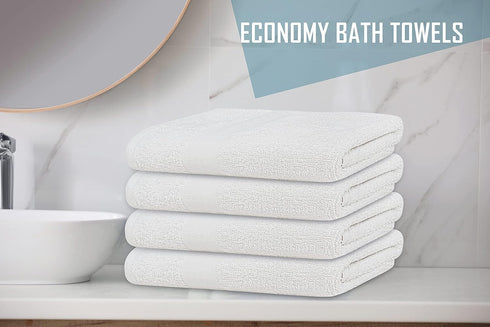 12 Pack 100% 20x40 Inches, Commercial White Cotton Bath Towels, Lightweight, Quick Drying, Grade, Gym, Salon, Spa