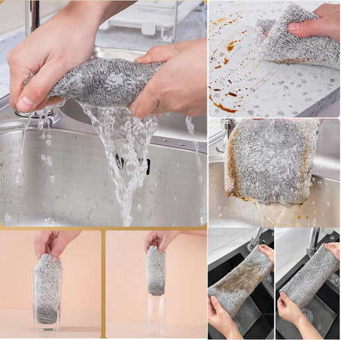 SAOYOAS 20 Pack 10 10" Kitchen Dish Cloths Super Absorbent Coral Fleece Dish Cloths, Reusable Washable Fast Drying