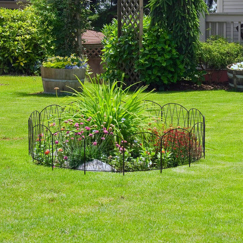 YBING 10 Pack Decorative Garden Fence, 11Ft (L) x 16in (H) Rustproof Arched Metal Border for Flower Bed Landscape