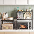 NETEL Expandable Microwave Stand, 2 Tier Metal Kitchen Organizer Shelves with 8 Hooks