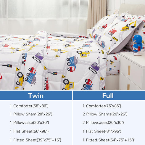 Sets Set 7 Viviland Kids Full Bedding for Boys, Girls Soft Full Comforter with Sheets, Pieces Microfiber Bed in a Bag