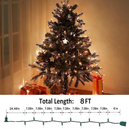 8FT 10 Count Bulbs LIDORE Super Bright Clear Mini Christmas Tree String Lights, Gift for Decoration, with Green Cord