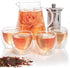 Mixpresso 5 Piece Glass Tea Pot Set - Kettle with Removable Infuser, Clear Teapot 33oz with 4 Double Wall Cups