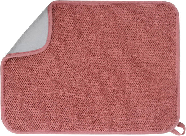 GeeRic Microfiber Dish Drying Mat, Super Absorbent Kitchen Pad, Reversible for Countertop, 15*20 inch Red