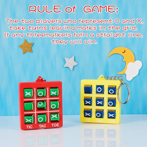 Hicarer Tic Tac Toe Keychain for Kids - Party Favors for Mini Backpack Clip, 8 Pcs (Red, Blue, Yellow, Purple)